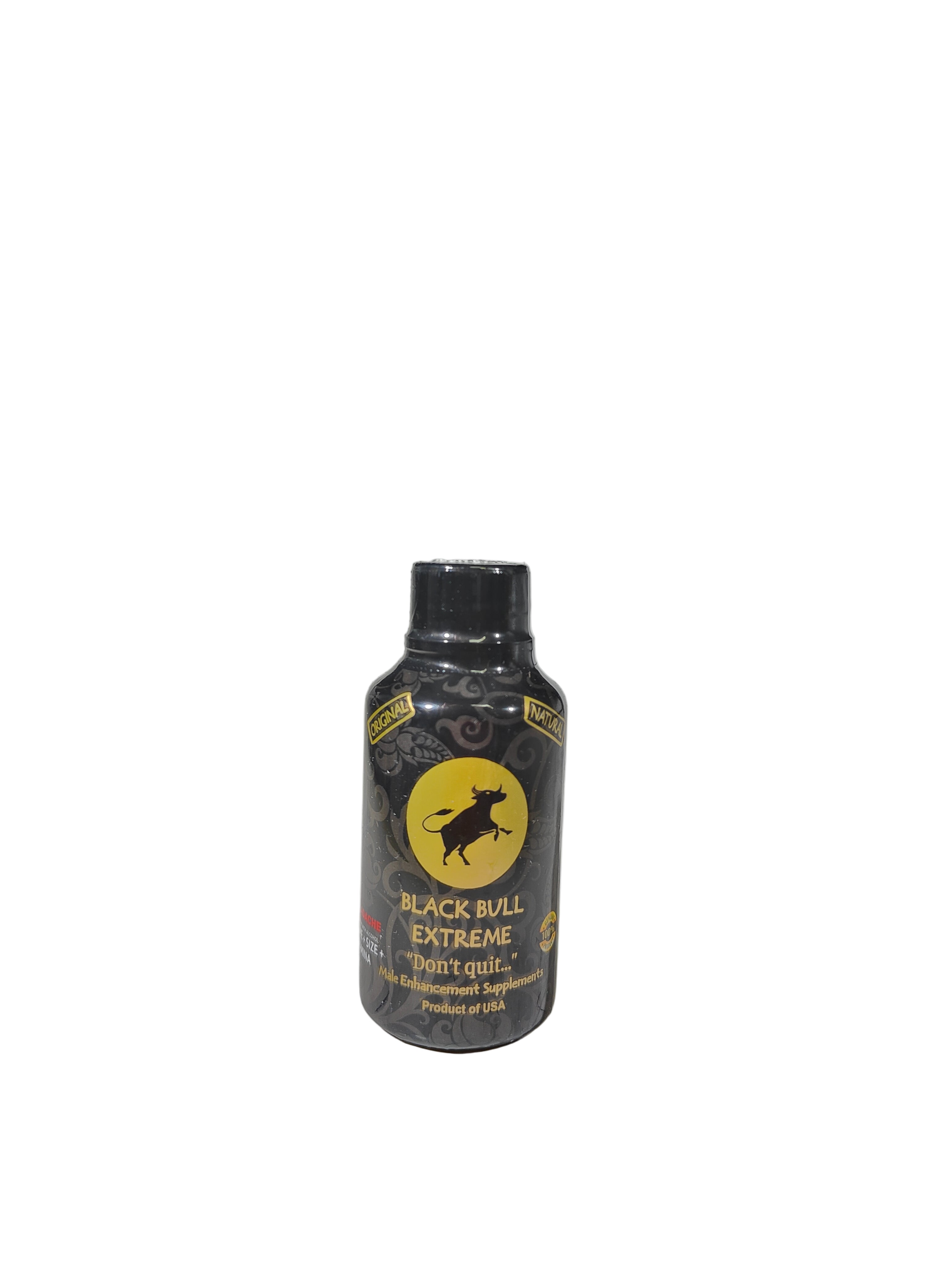 Single shot of Black Bull male enhancement supplement.