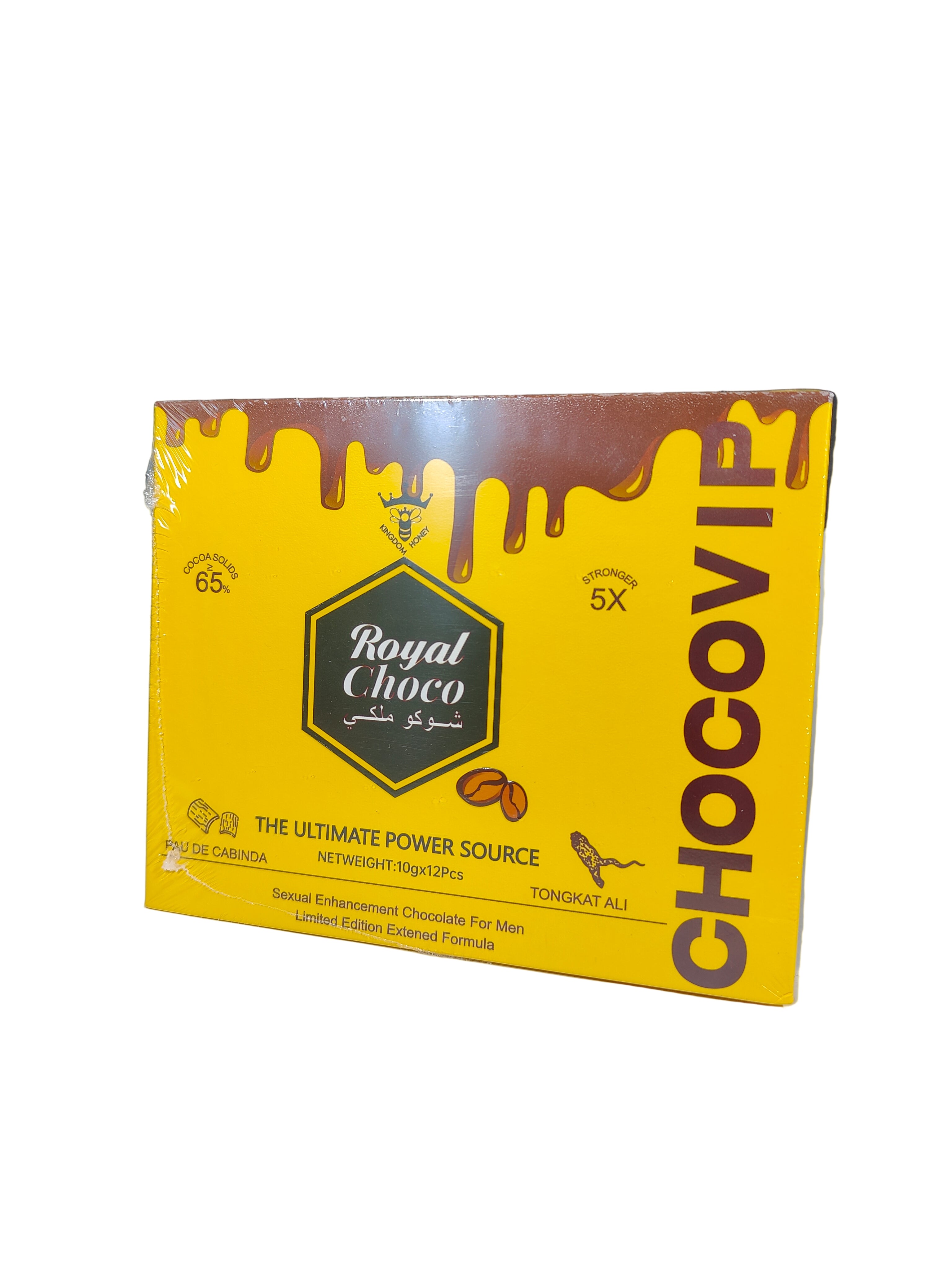Front view of Kingdom Honey Royal ChocoVIP. A box of sexual enhancement supplement chocolates.
