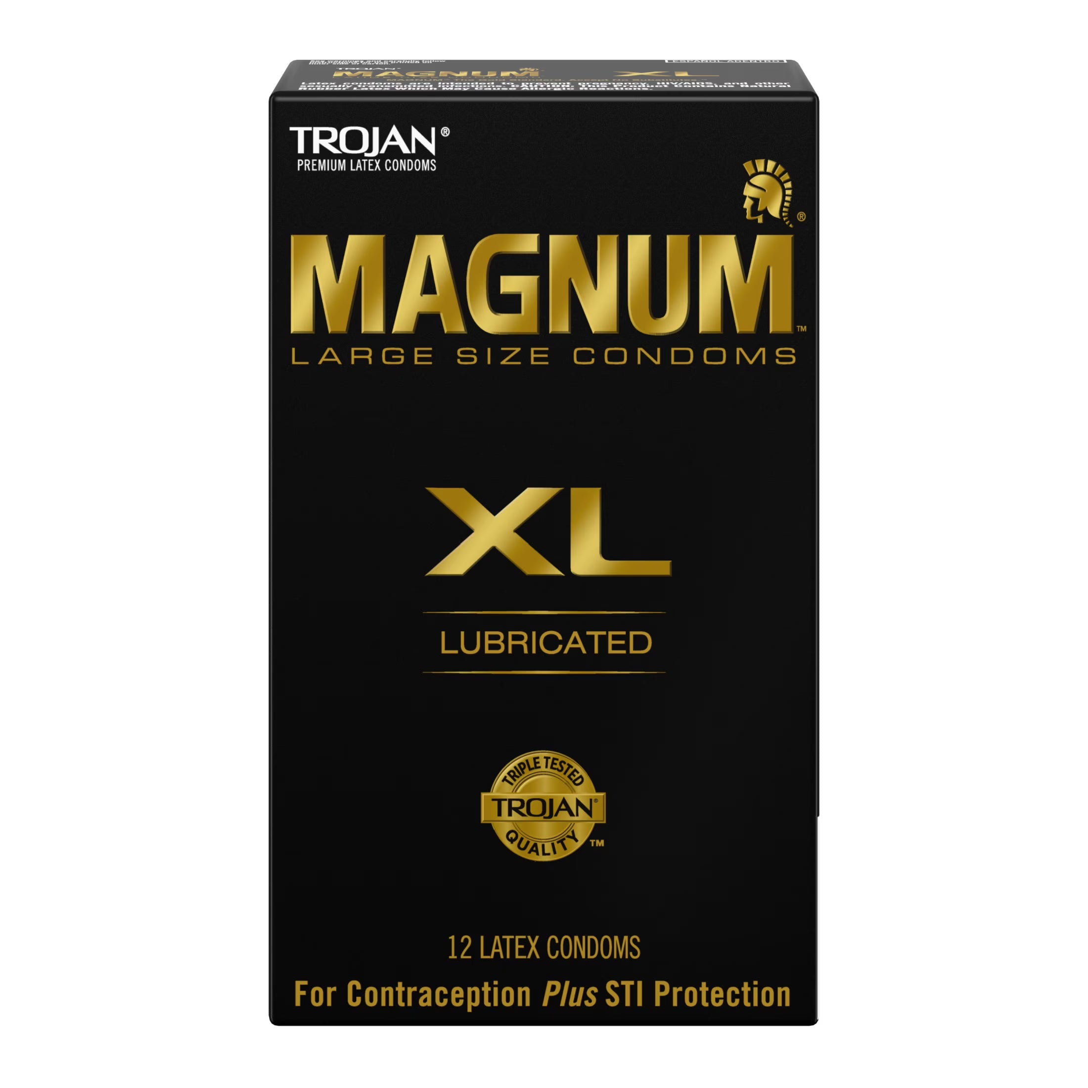 Front View of Trojan Magnum XL Lubricated Latex Condoms box