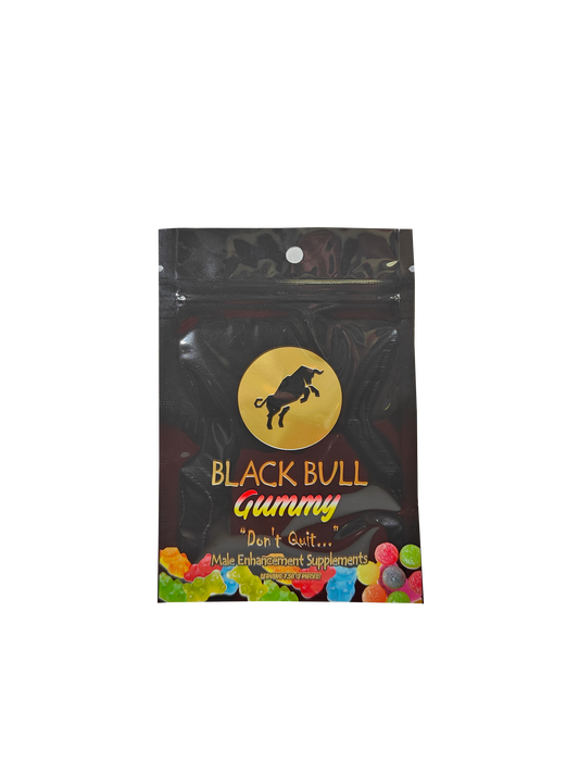 Single packet of two Black Bull Gummies. A premium male enhancement supplement in gummy form.