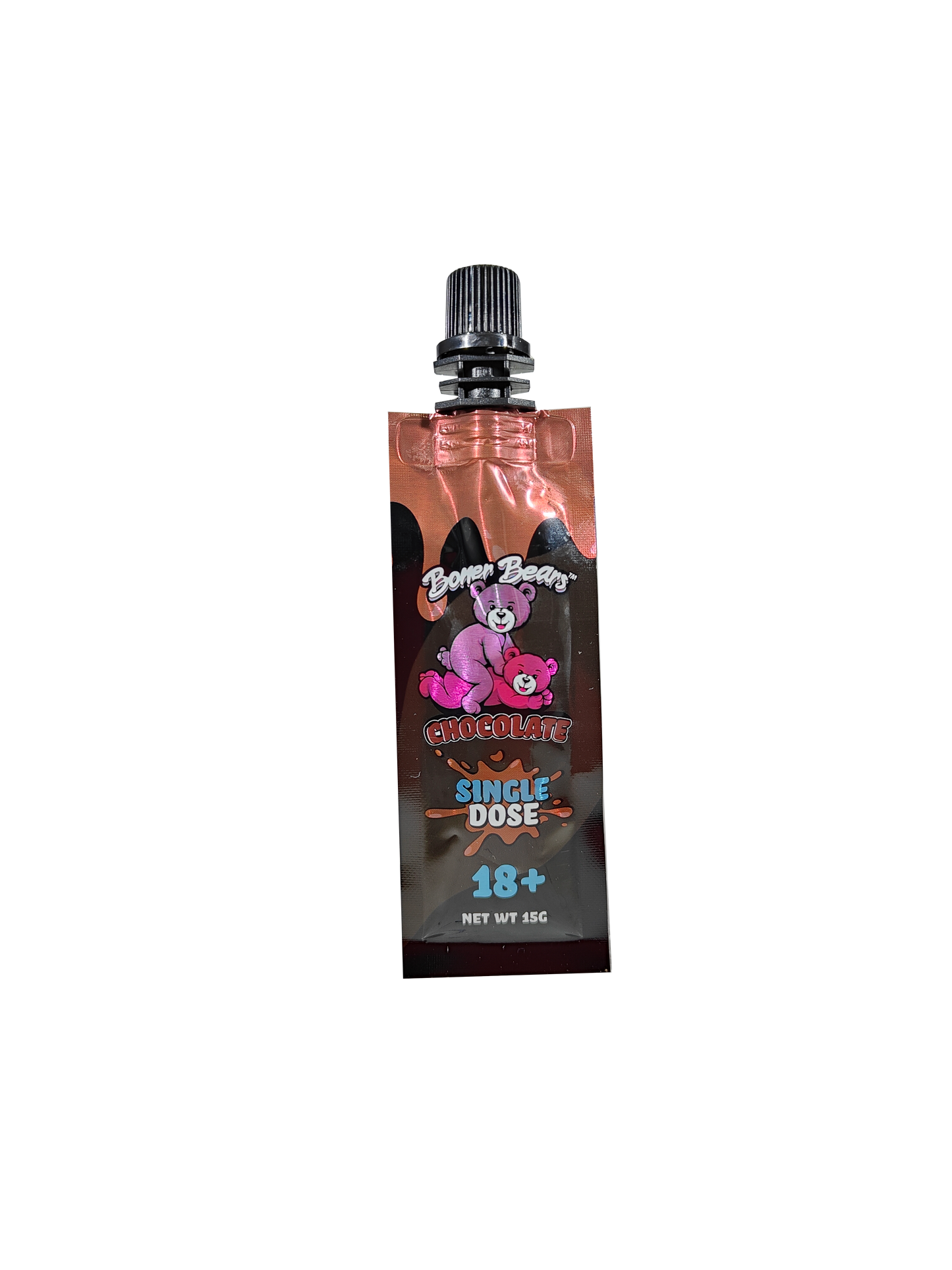 Single packet of Boner Bears Chocolate a sexual and stamina supplement product.