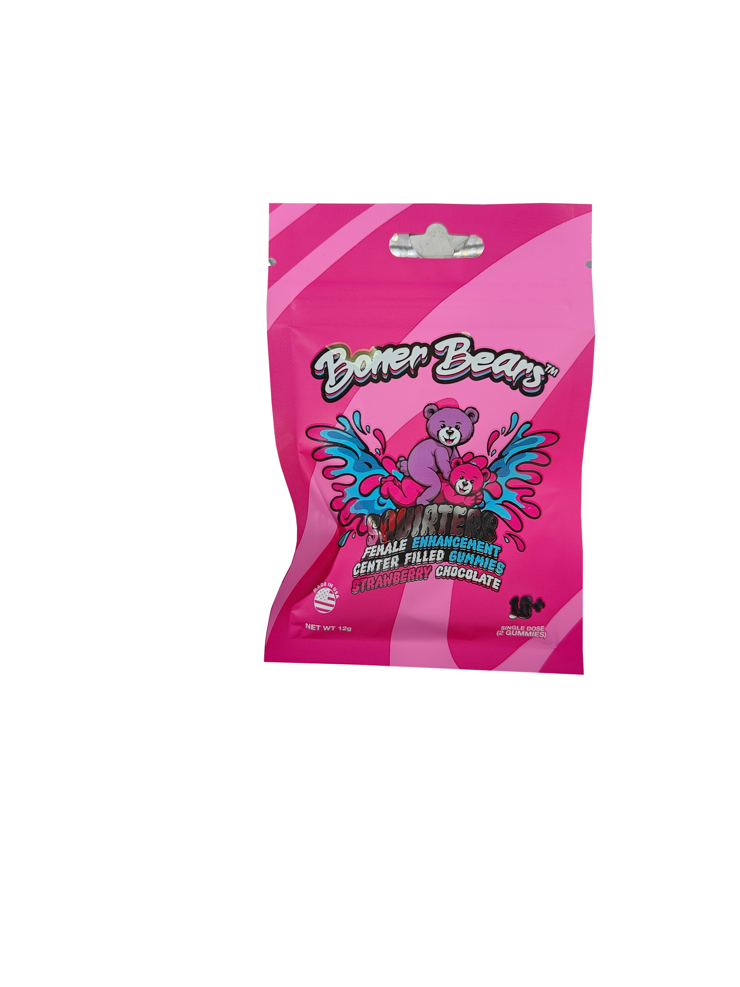 Single packet of Boner Bears Squirters Female Enhancement. A premium female enhancement supplement gummy.