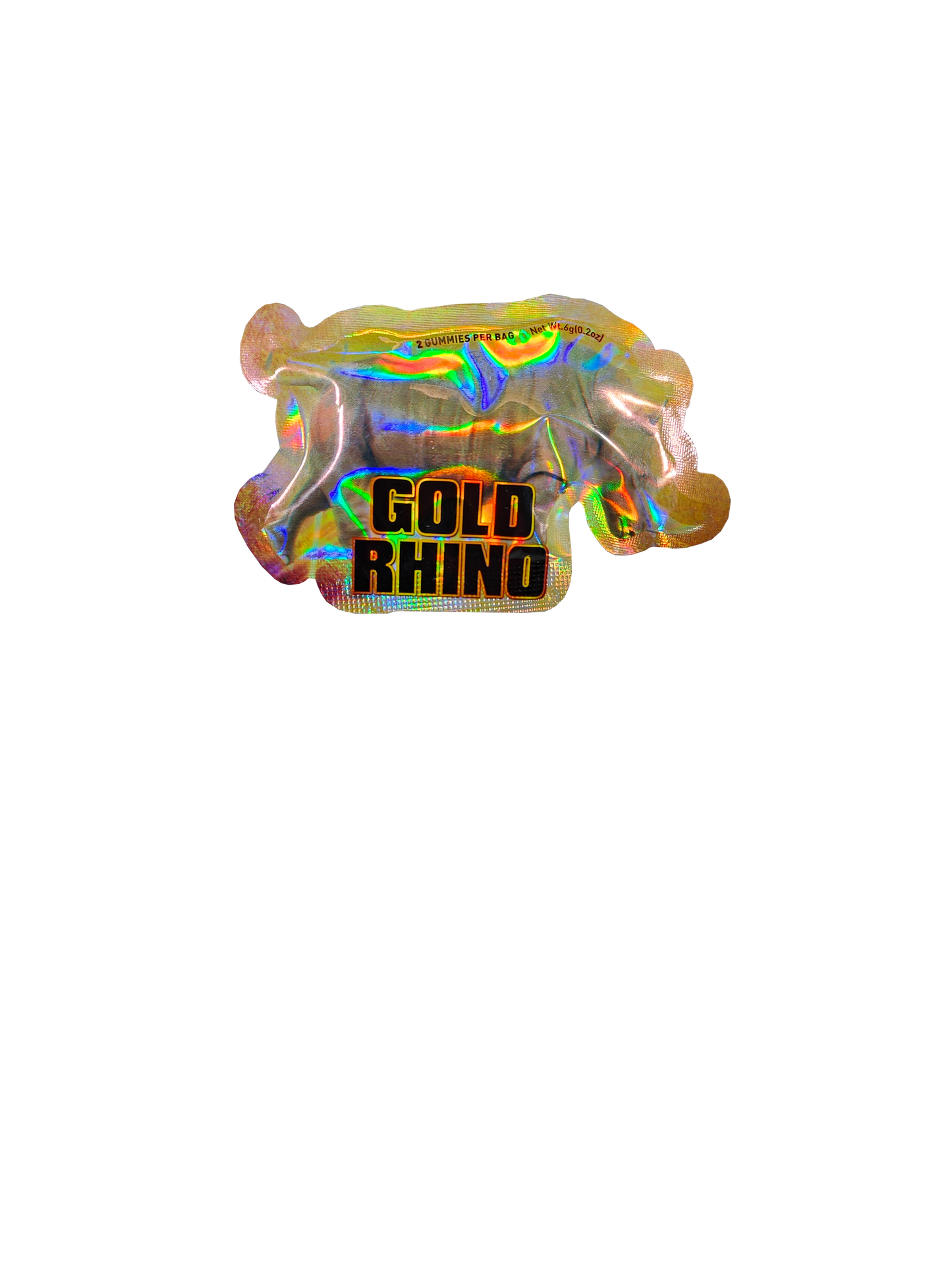 A single packet of two Gold Rhino Gummies male enhancement supplement product.