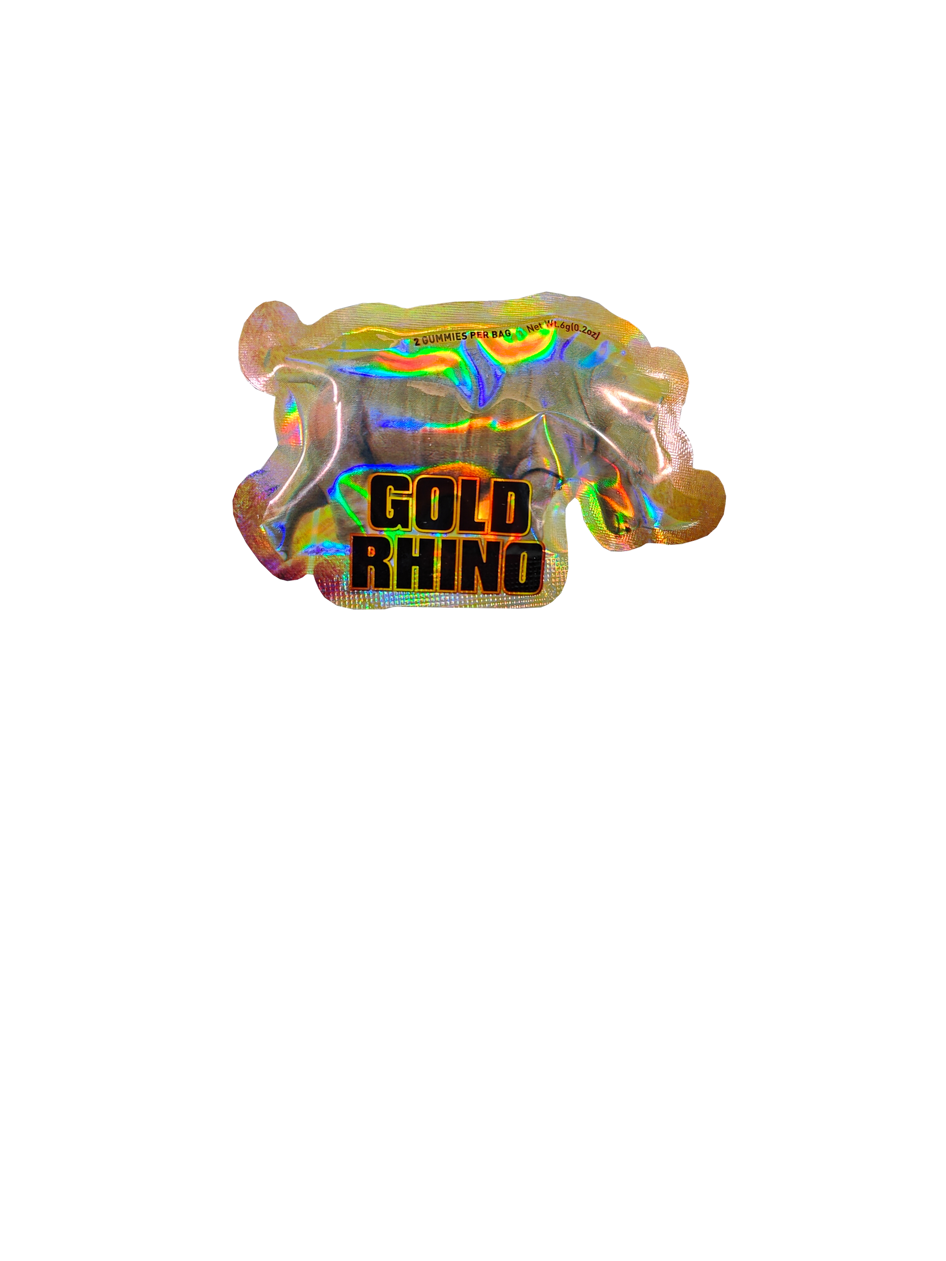 A single packet of two Gold Rhino Gummies male enhancement supplement product.