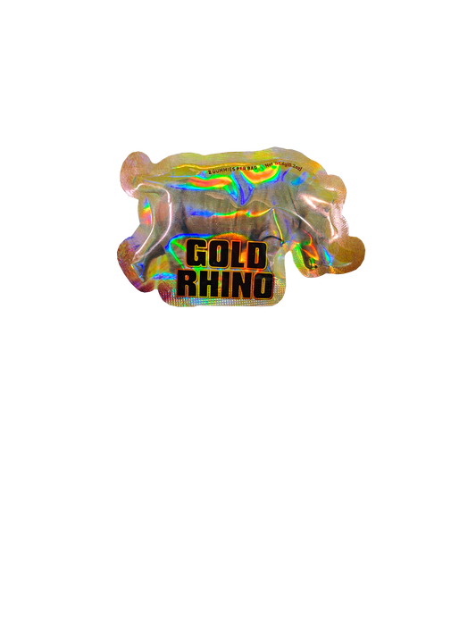 A single packet of two Gold Rhino Gummies male enhancement supplement product.