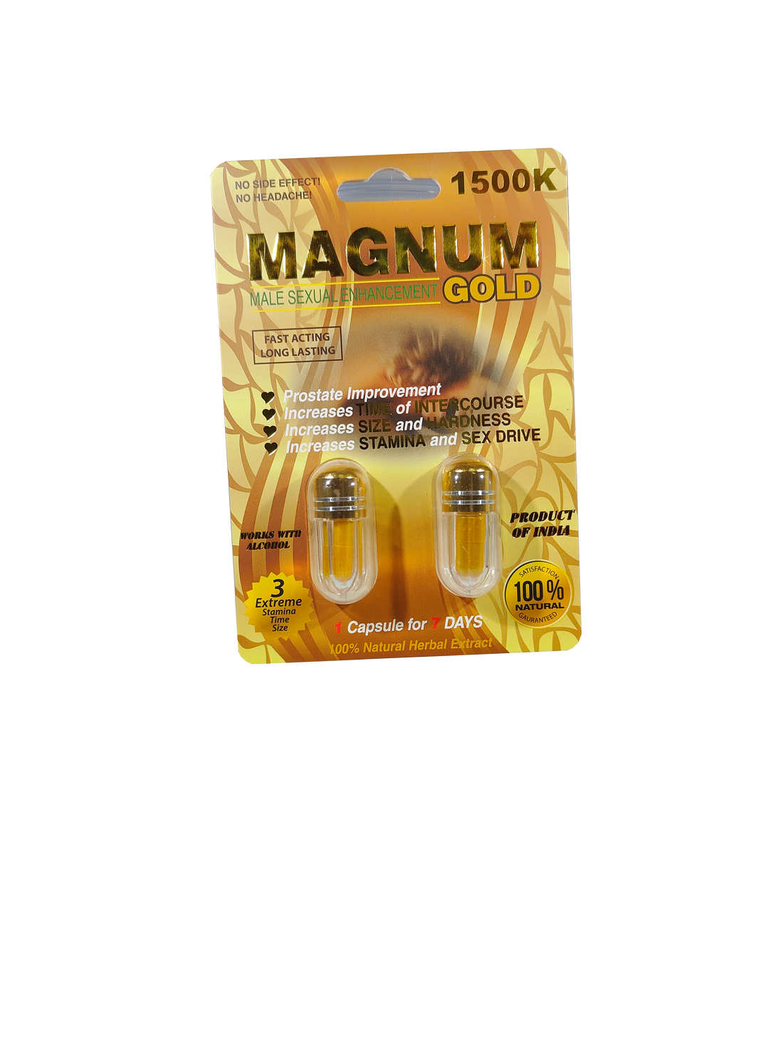 double packet of Magnum 1500K Gold a male enhancement supplement product.