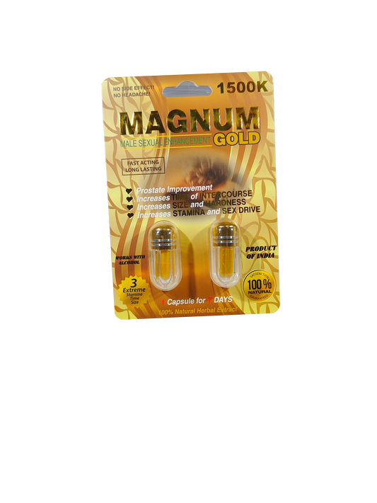 double packet of Magnum 1500K Gold a male enhancement supplement product.