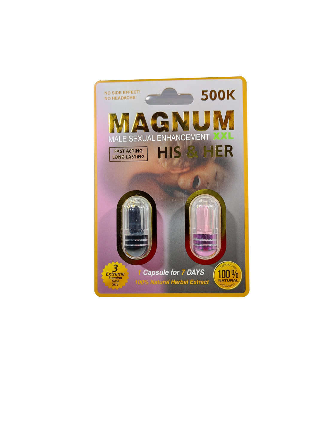 Two packet Magnum 500K XXL His and Her male sexual enhancement supplement product