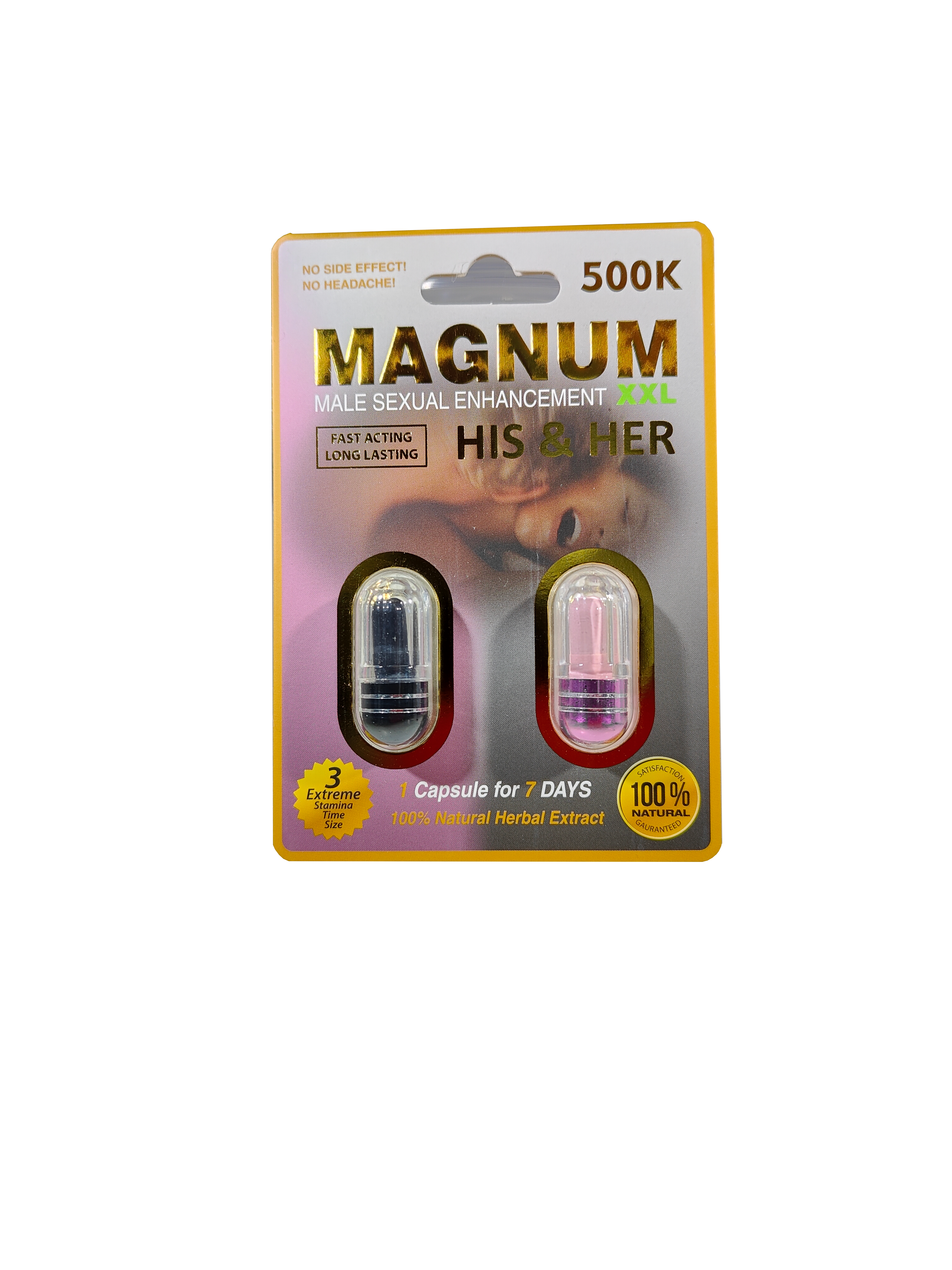 Two packet Magnum 500K XXL His and Her male sexual enhancement supplement product