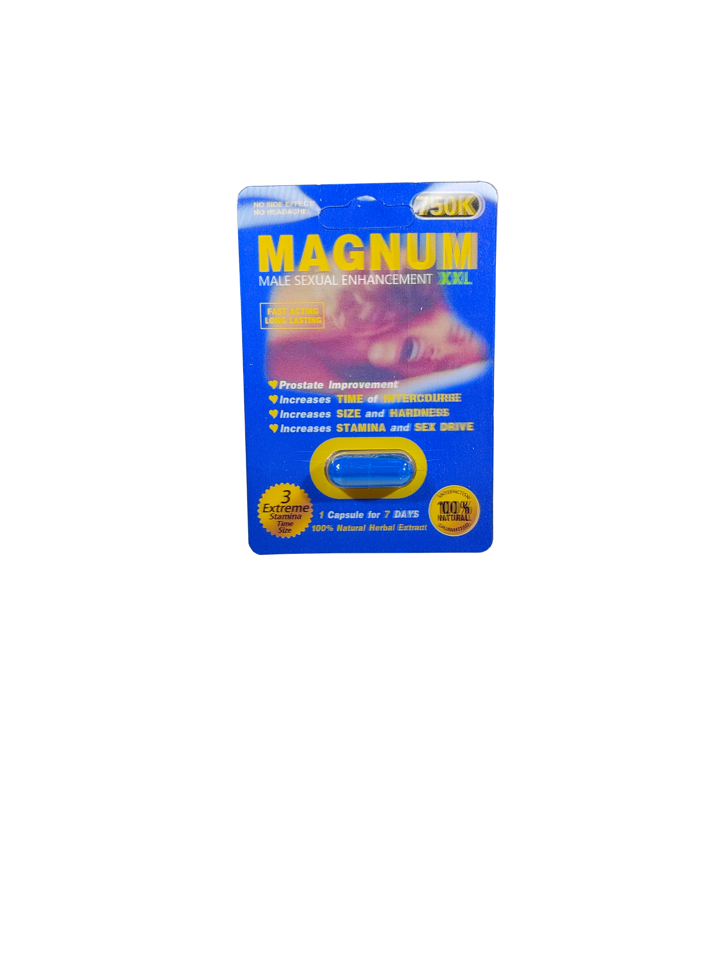 Single capsule packet Magnum 750K XXL Blue male enhancement supplement product 