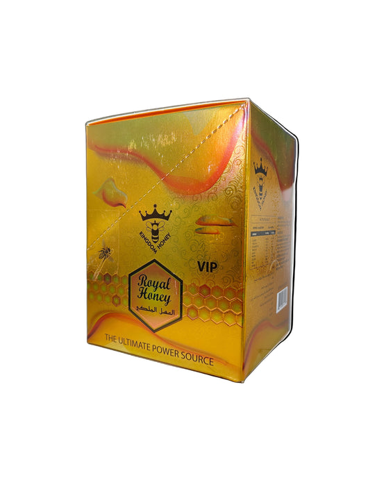 Front View of Royal Honey VIP display box, a premium stamina and energy enhancement.