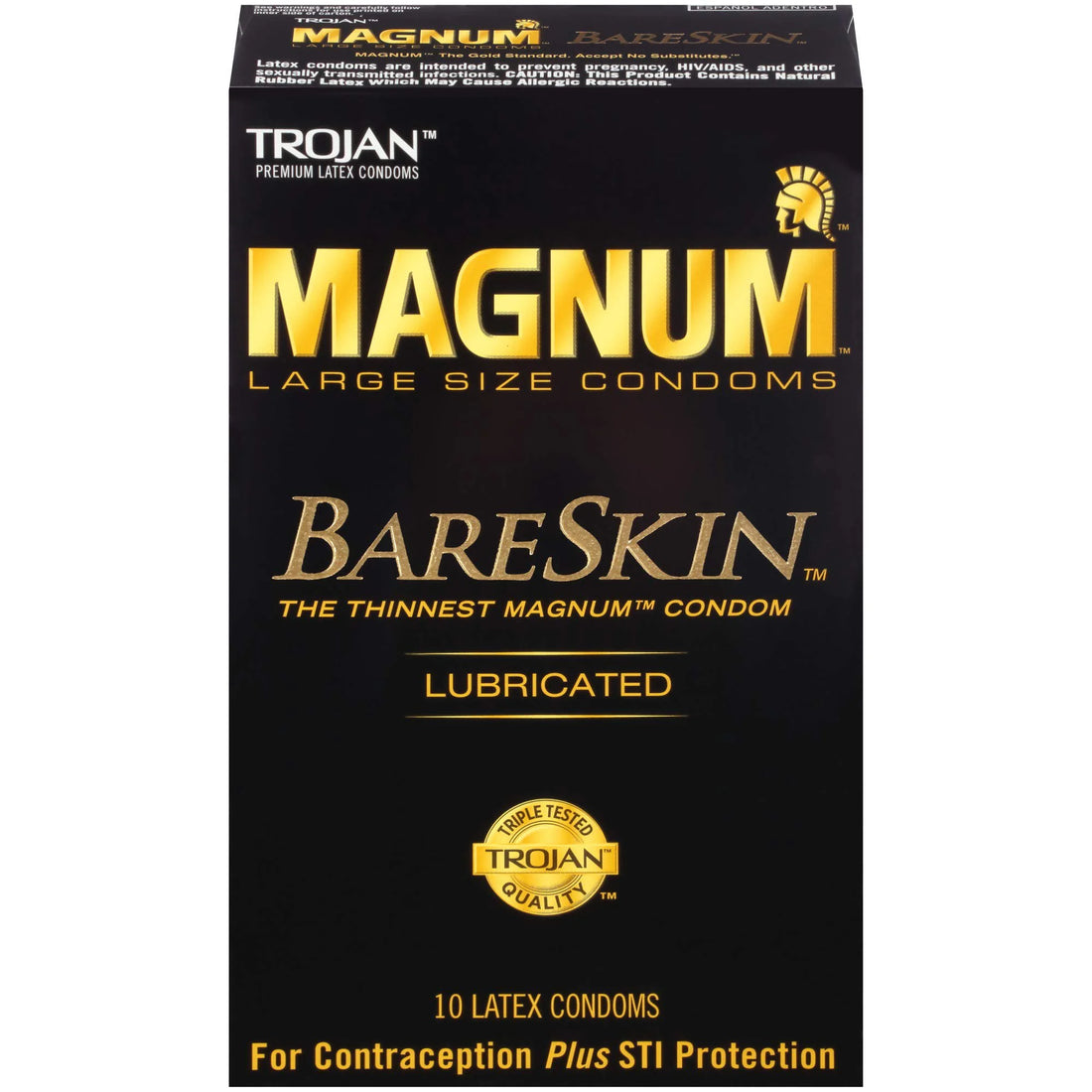Front View of Trojan Magnum Bare Skin Lubricated Latex Condoms box