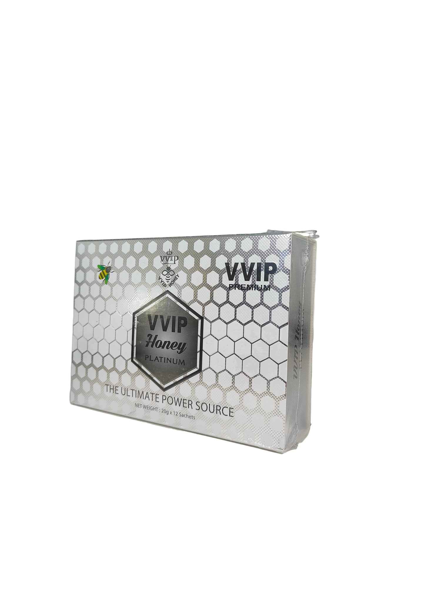Front view of VVIP Royal Honey Platinum a box of male enhancement supplement.