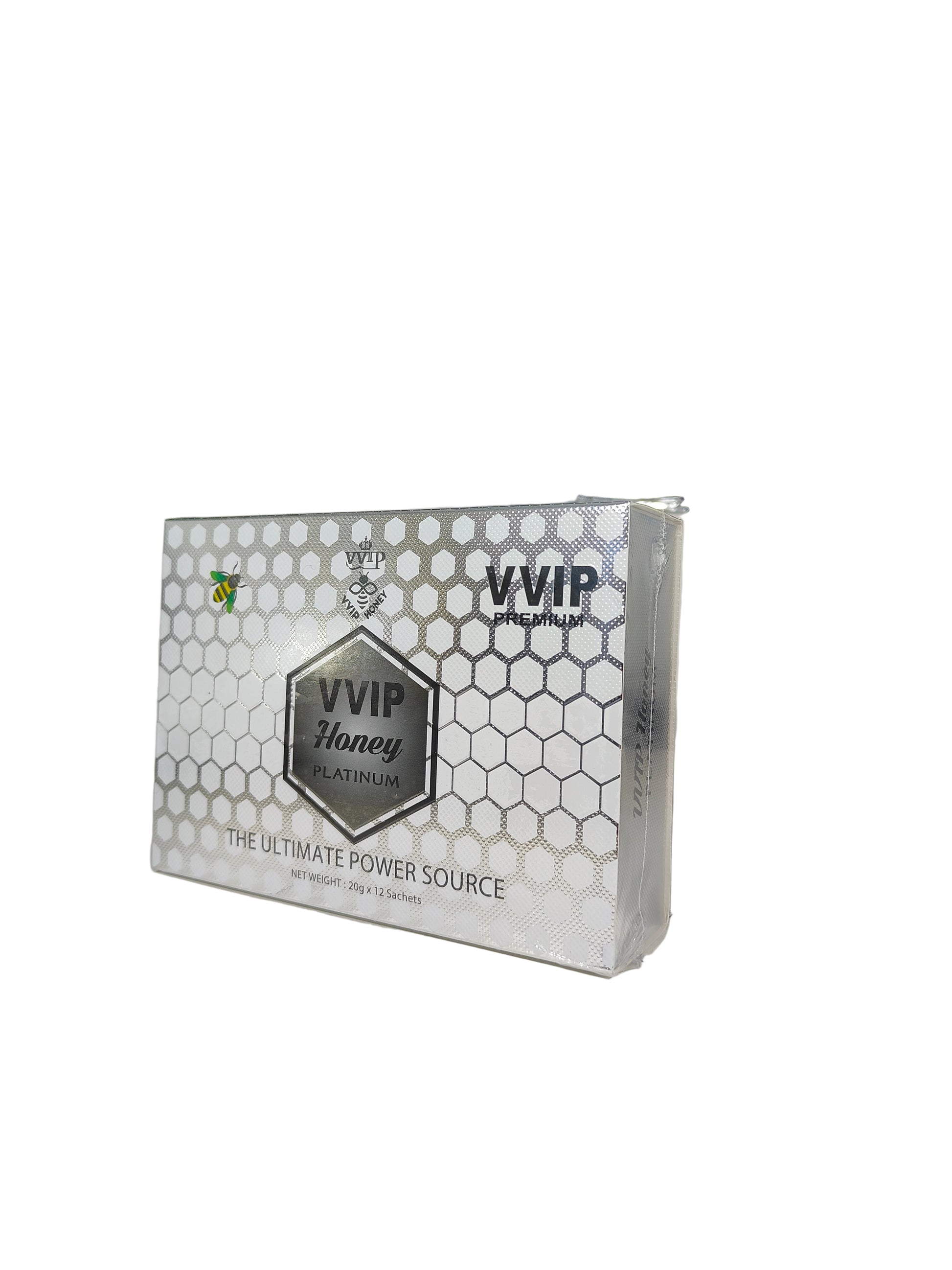Front view of VVIP Royal Honey Platinum a box of male enhancement supplement.